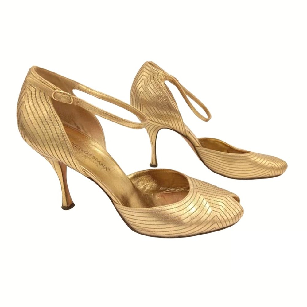 Dolce Gabbana gold Retro heels Sandals